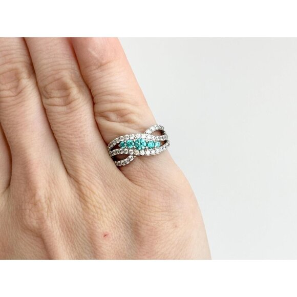 Light Blue Topaz Tapered Gemstone 925 Sterling Silver Vintage Ring - sz 5 - Picture 2 of 10